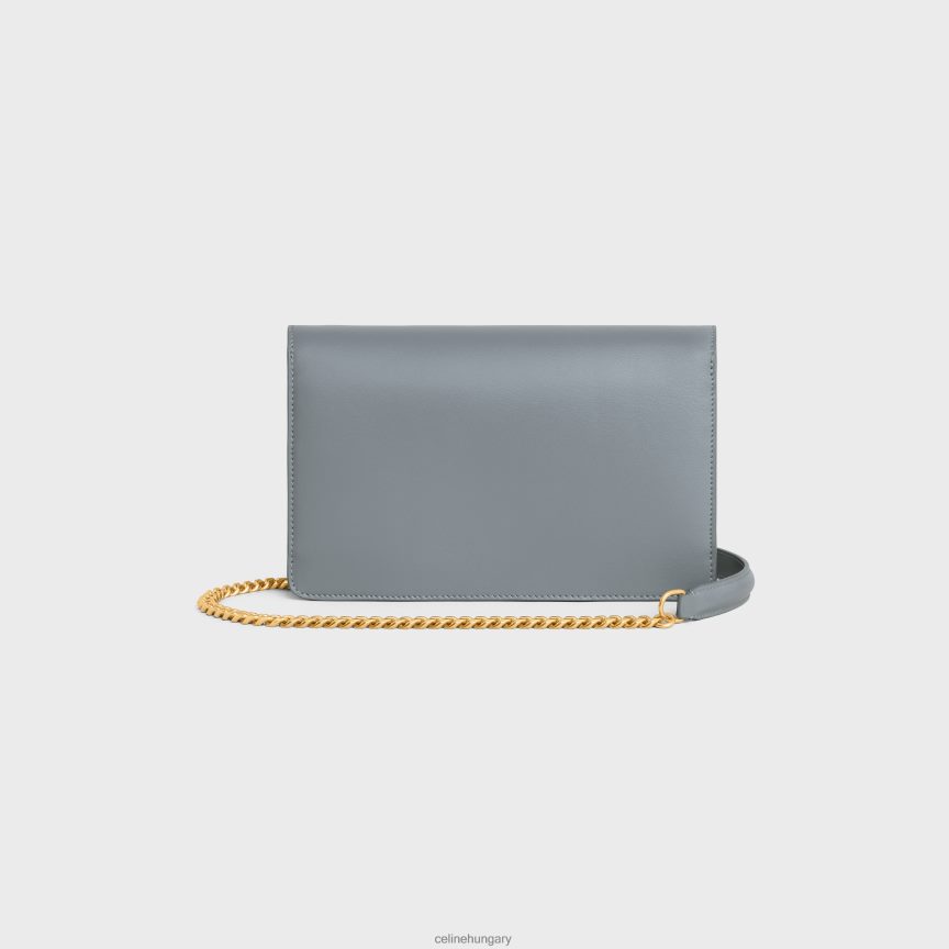 kiegészítők CELINE pénztárca láncon margó fényes borjúbőrből kék szürke nők J6P488352