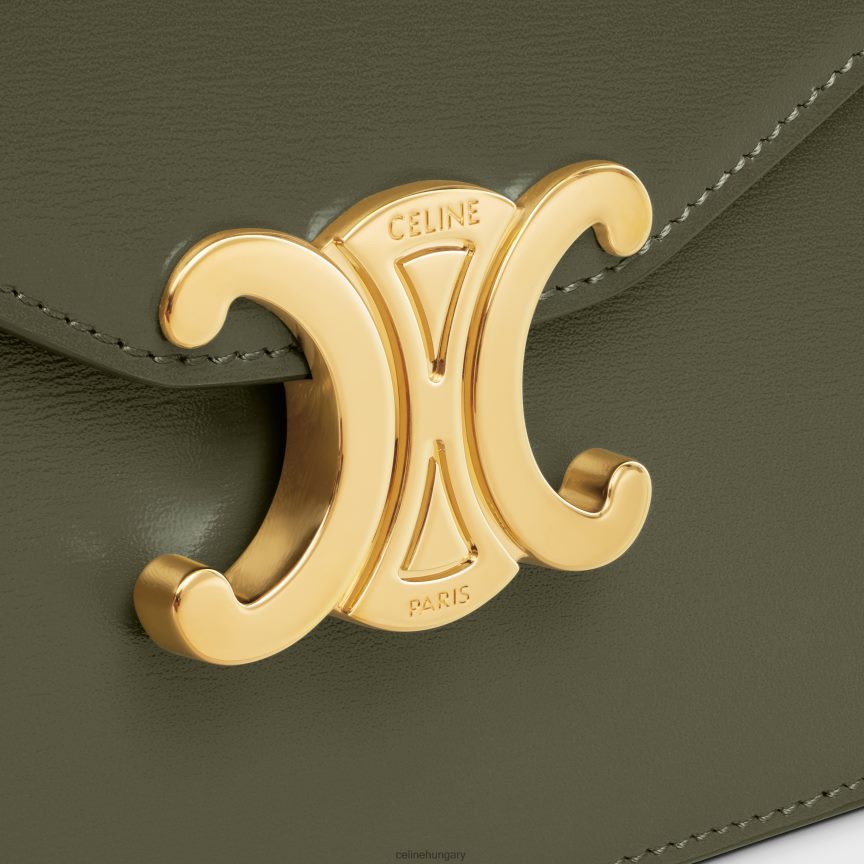 kiegészítők CELINE pénztárca láncon margó fényes borjúbőrből sötét olajbogyó nők J6P488307