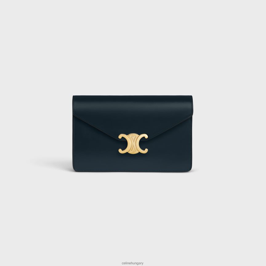 kiegészítők CELINE pénztárca láncon margó fényes borjúbőrből sötétkék nők J6P488314