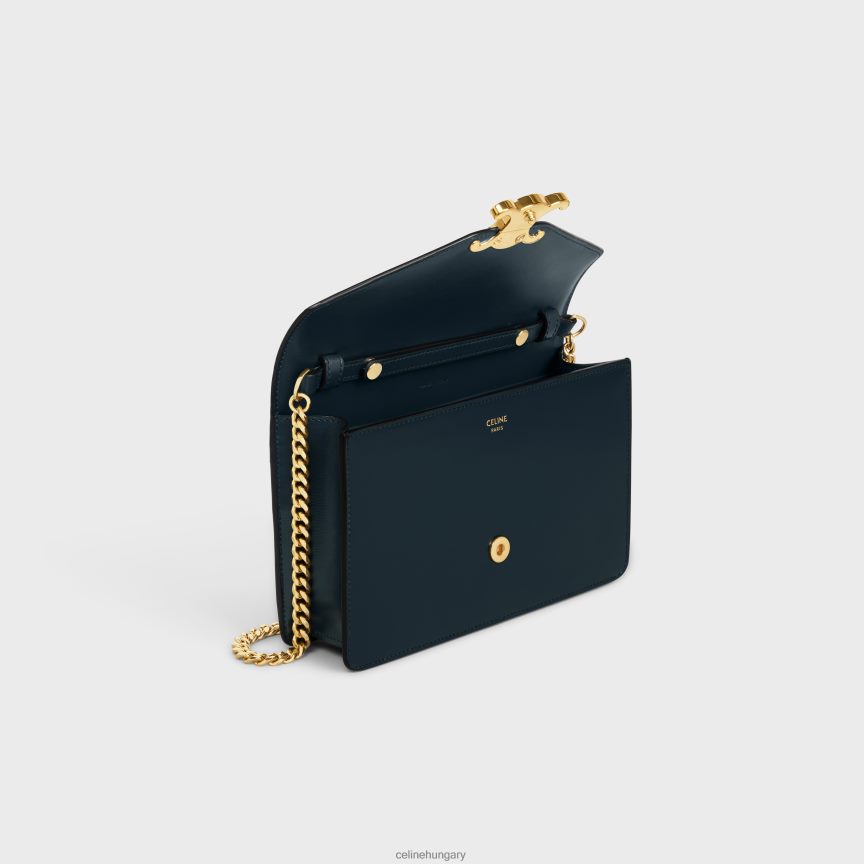 kiegészítők CELINE pénztárca láncon margó fényes borjúbőrből sötétkék nők J6P488314