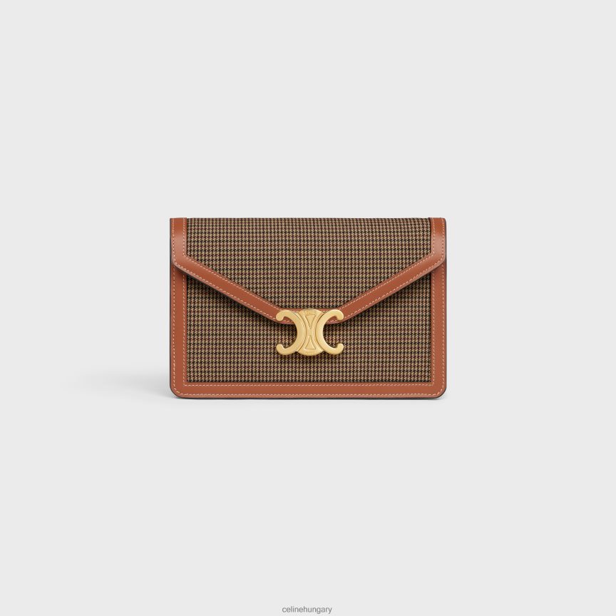 kiegészítők CELINE pénztárca láncon margo pied de poule textilből és borjúbőrből sokszínű nők J6P488356