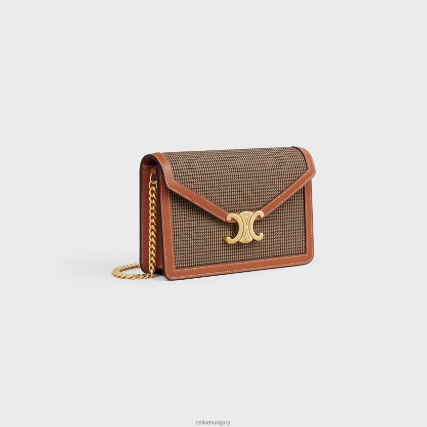 kiegészítők CELINE pénztárca láncon margo pied de poule textilből és borjúbőrből sokszínű nők J6P488356