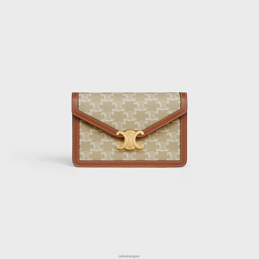 kiegészítők CELINE pénztárca láncos margó triomphe vászonból és borjúbőrből grege nők J6P488351