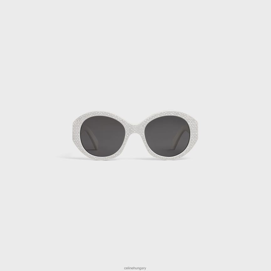 kiegészítők CELINE kerek s240-es napszemüveg acetát kristályokkal fehér nők J6P4881142