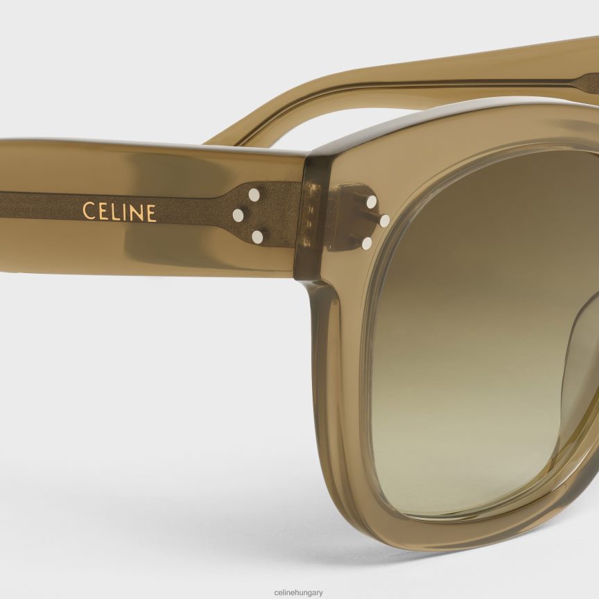 kiegészítők CELINE túlméretezett s002-es napszemüveg acetátban átlátszó khaki nők J6P4881145