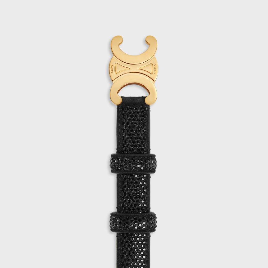 kiegészítők CELINE kisméretű diadalöv velúr borjúbőrből strasszal fekete nők J6P4881079