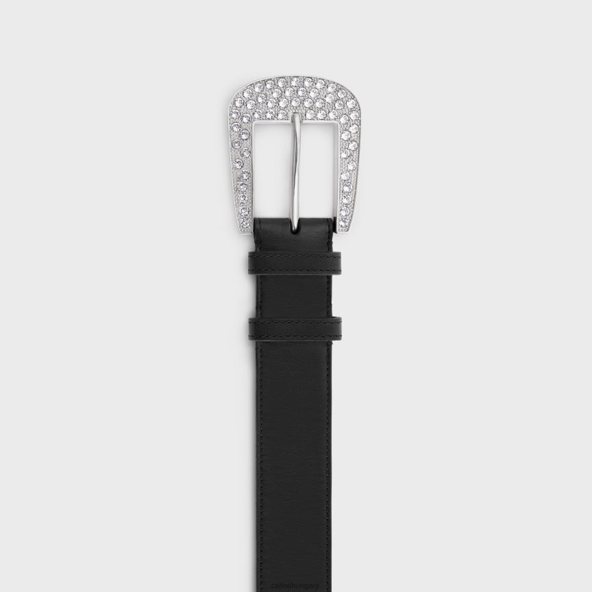 kiegészítők CELINE nagy marco öv strasszokkal vintage borjúbőrből fekete nők J6P4881017