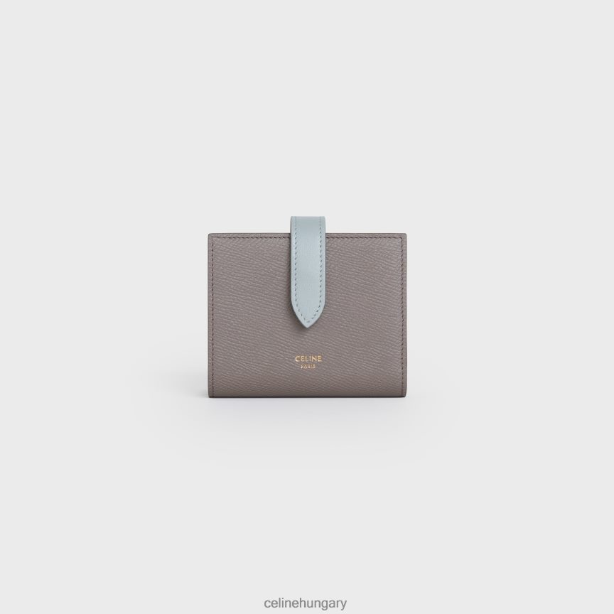 kiegészítők CELINE kétszínű szemcsés borjúbőr kis pántos pénztárca kavics/ásvány nők J6P488479