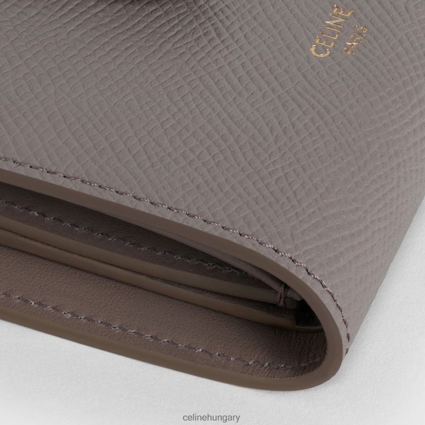 kiegészítők CELINE kétszínű szemcsés borjúbőr kis pántos pénztárca kavics/ásvány nők J6P488479