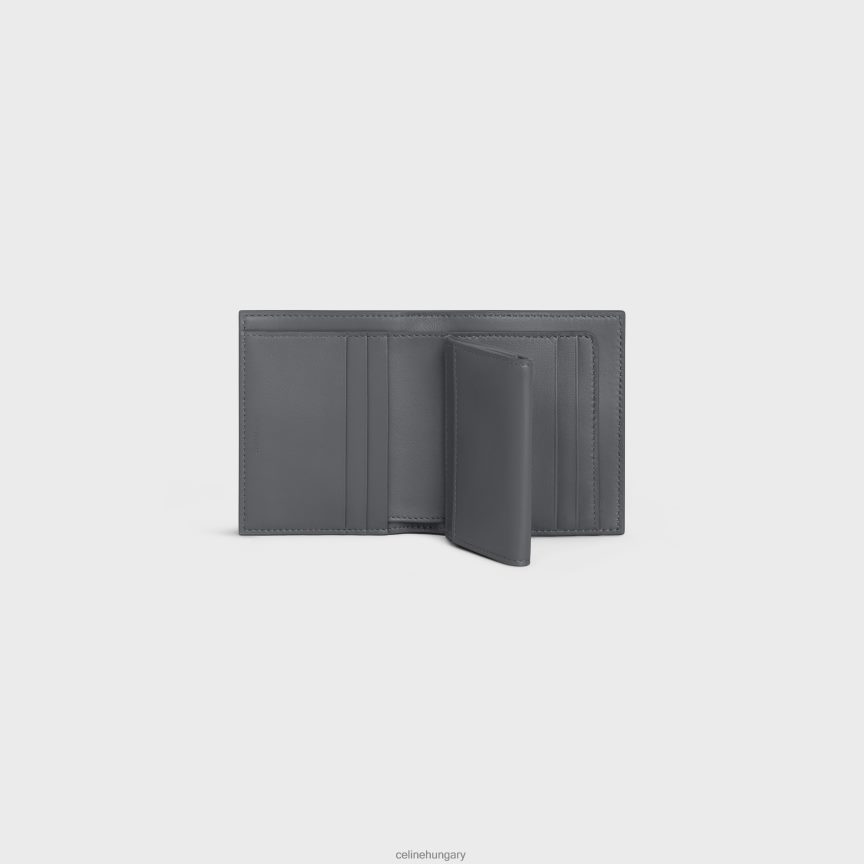 kiegészítők CELINE kétszínű szemcsés borjúbőr kis pántos pénztárca szürke/vintage rózsaszín nők J6P488478