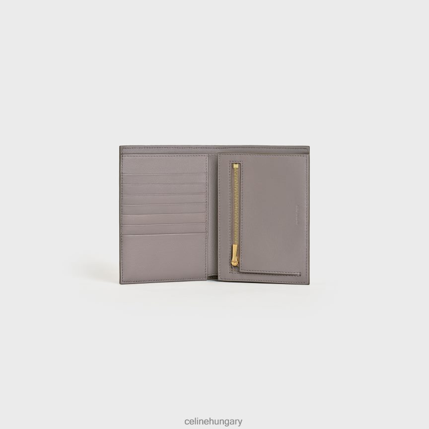 kiegészítők CELINE közepes pántos pénztárca kétszínű szemcsés borjúbőrből kavics/ásvány nők J6P488476