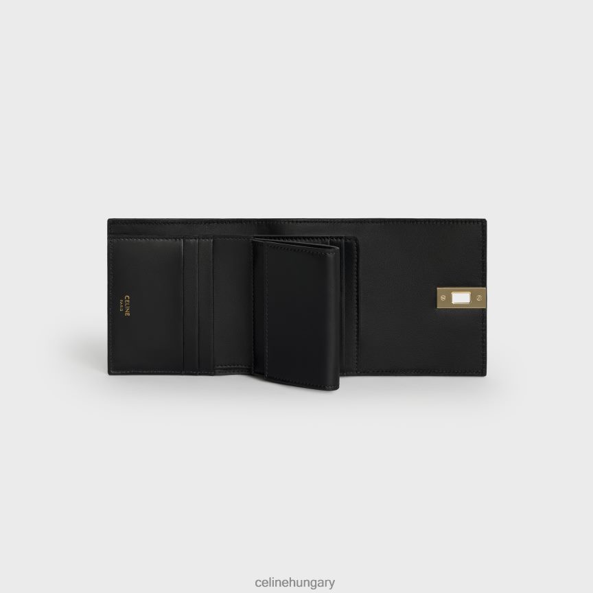 kiegészítők CELINE kis háromrészes pénztárca 16 fényes borjúbőrből fekete nők J6P488466