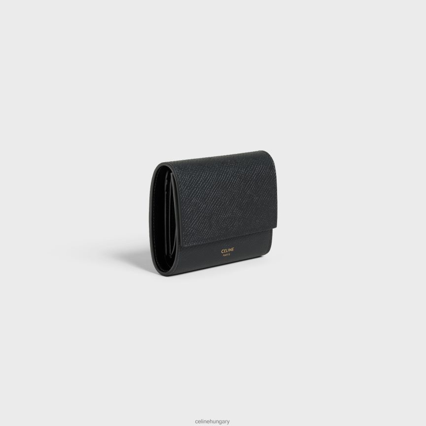kiegészítők CELINE kis háromrészes pénztárca szemcsés borjúbőrből fekete nők J6P488482