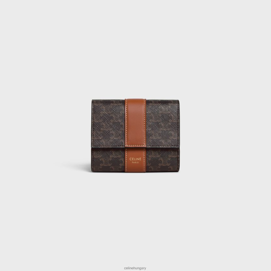 kiegészítők CELINE kis háromrészes pénztárca triumph vászonból és báránybőrből Cser nők J6P488483