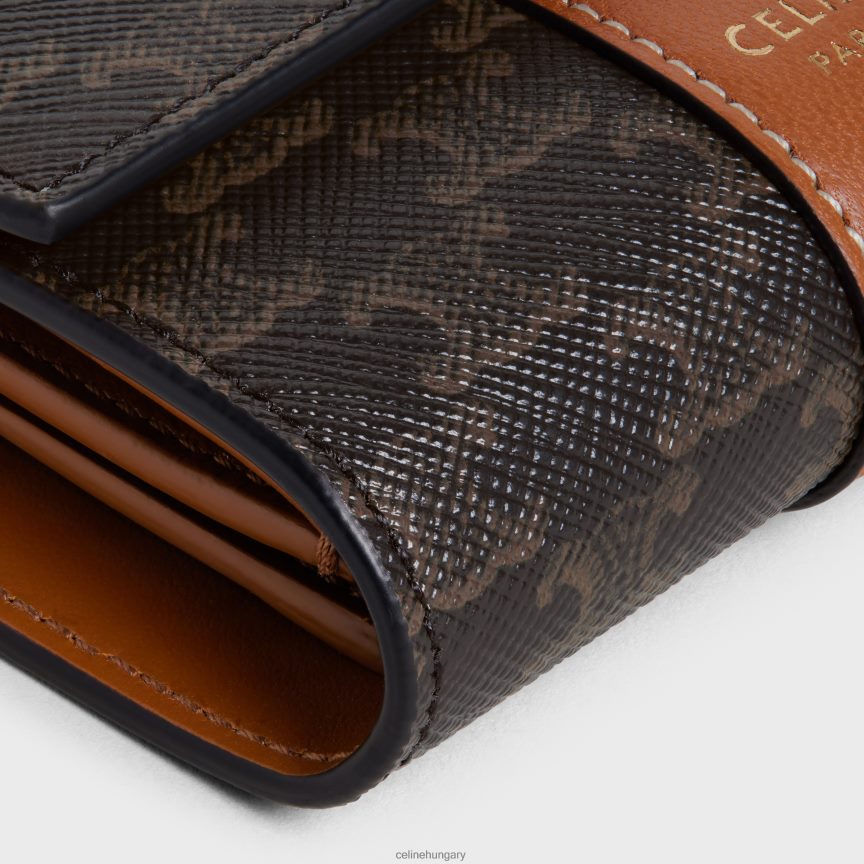 kiegészítők CELINE kis háromrészes pénztárca triumph vászonból és báránybőrből Cser nők J6P488483
