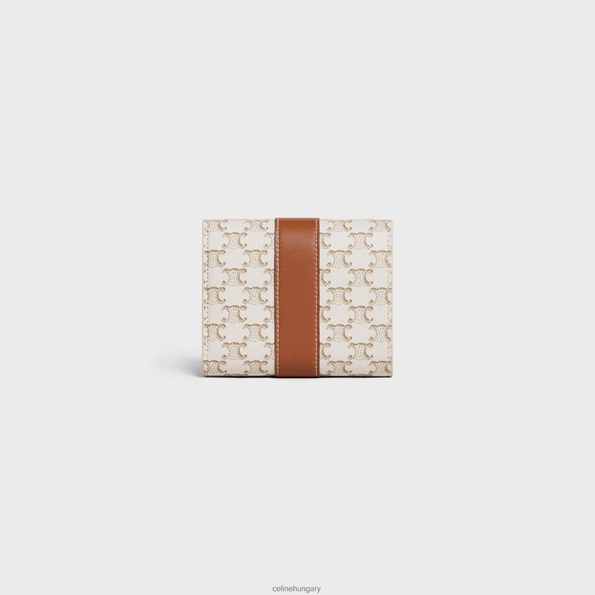 kiegészítők CELINE kis háromrészes pénztárca triumph vászonból és báránybőrből fehér/barna nők J6P488484