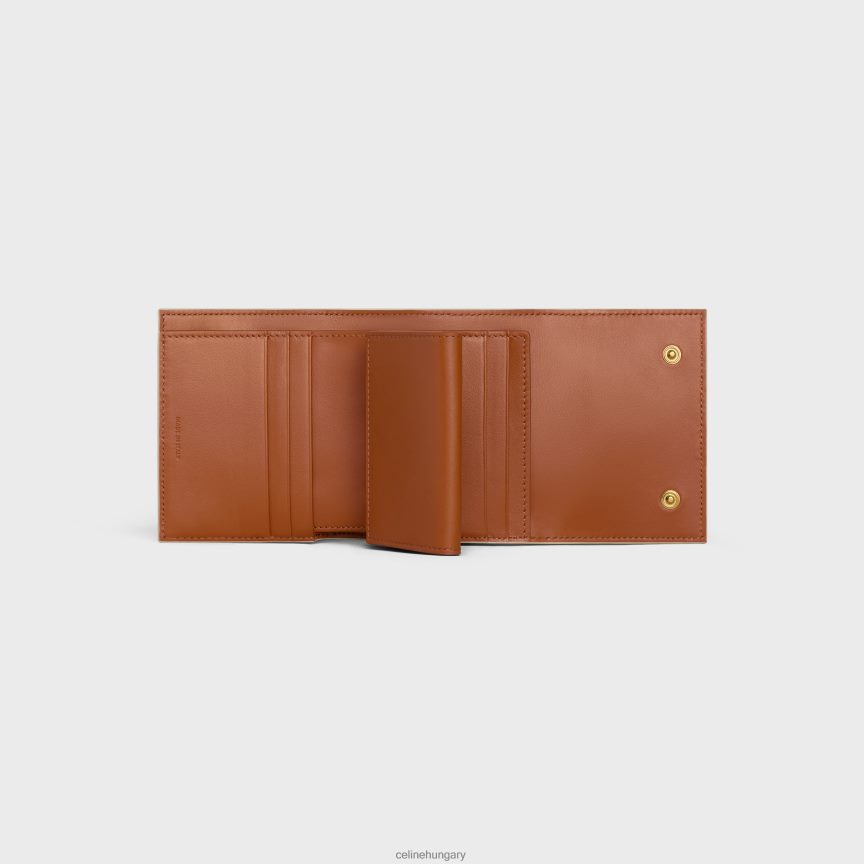 kiegészítők CELINE kis háromrészes pénztárca triumph vászonból és báránybőrből fehér/barna nők J6P488484