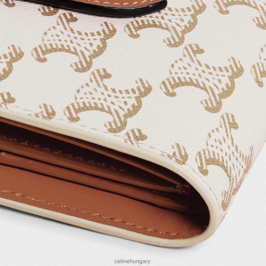 kiegészítők CELINE kis pántos pénztárca triumph vászonból és báránybőrből fehér/barna nők J6P488481