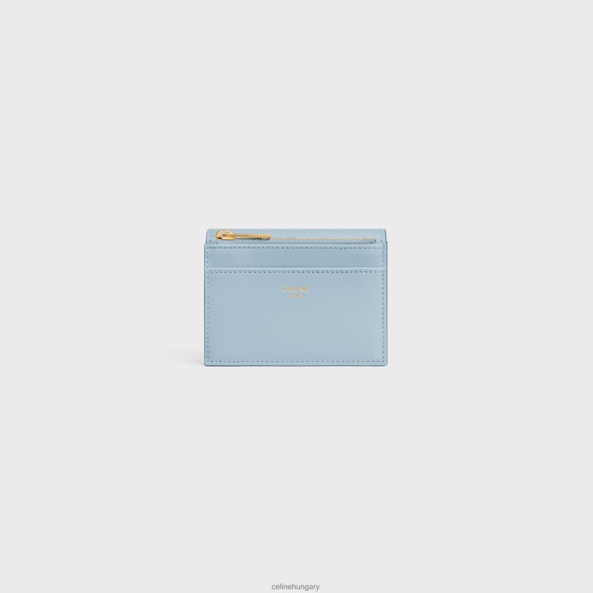 kiegészítők CELINE kompakt pénztárca érme triumfával fényes borjúbőrből Halványkék nők J6P488410
