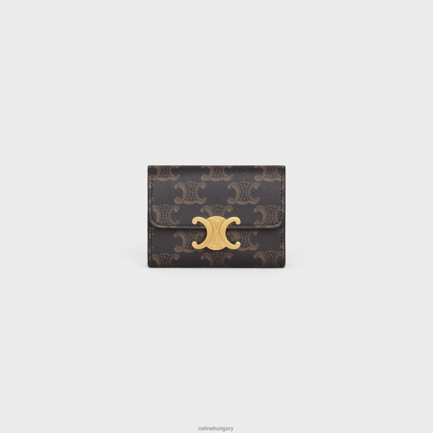 kiegészítők CELINE kompakt pénztárca érme triumfával, triumph vászonban Cser nők J6P488465