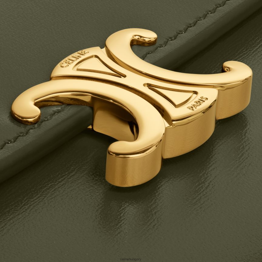 kiegészítők CELINE nagy pénztárca diadal fényes borjúbőrből sötét olajbogyó nők J6P488398