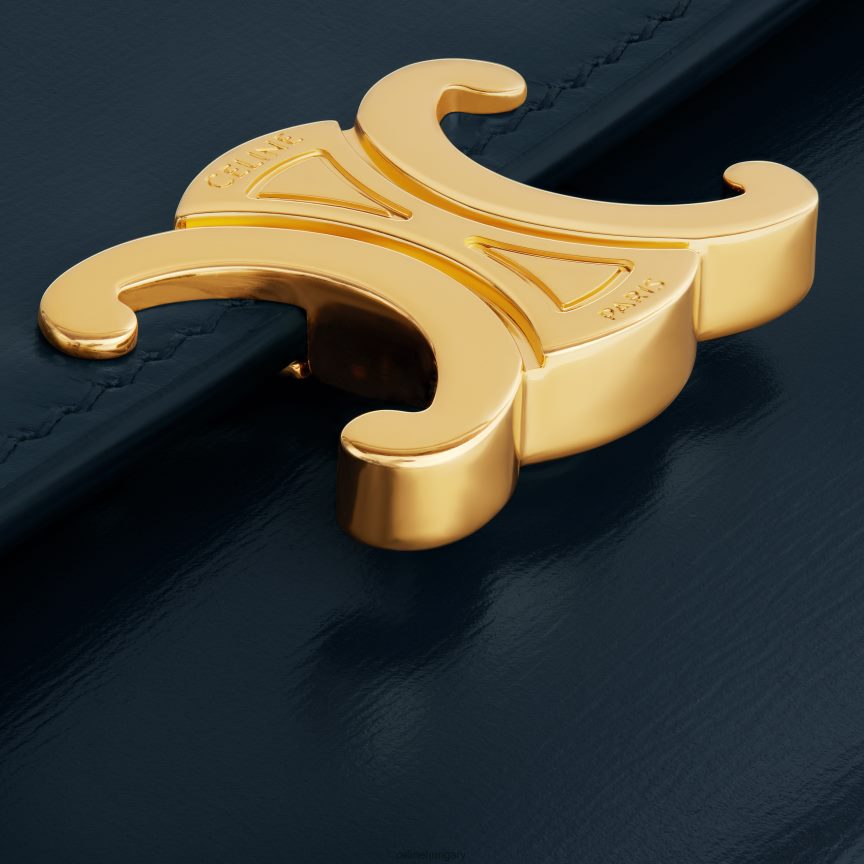 kiegészítők CELINE nagy pénztárca diadal fényes borjúbőrből sötétkék nők J6P488442