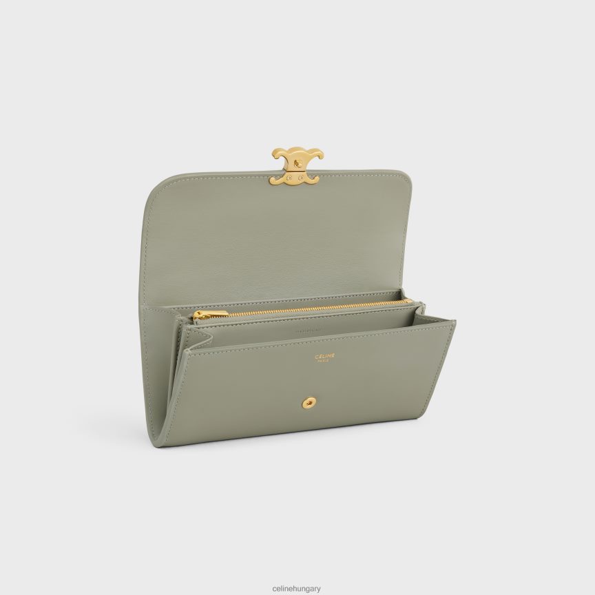 kiegészítők CELINE nagy pénztárca diadal fényes borjúbőrből zöld agyag nők J6P488443