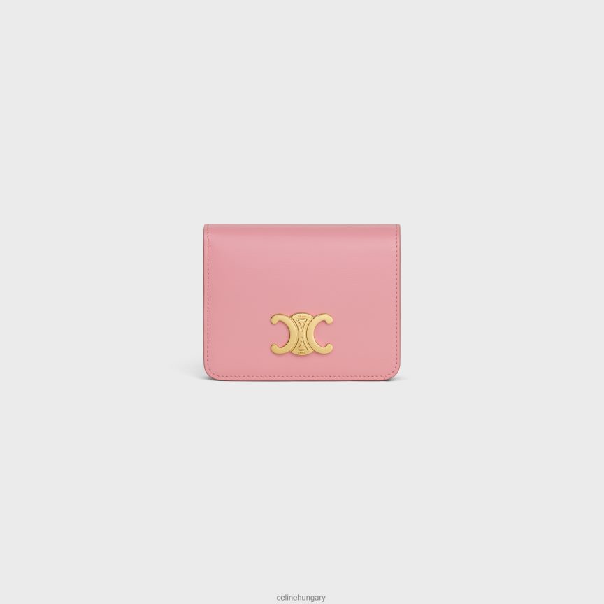 kiegészítők CELINE triomphe kompakt pénztárca fényes borjúbőrből rózsa nők J6P488406