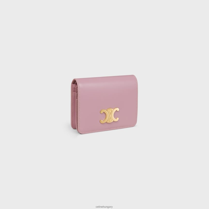kiegészítők CELINE triomphe kompakt pénztárca fényes borjúbőrből virágszirom nők J6P488448