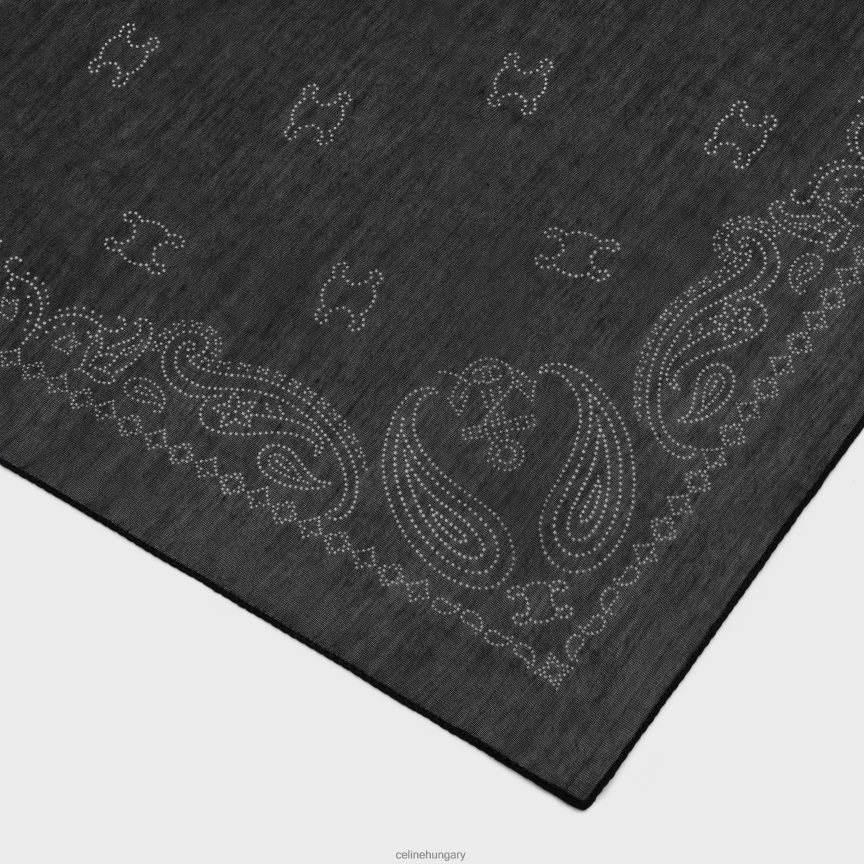 kiegészítők CELINE bandana pamutból és selyemből fekete/törtfehér nők J6P4881210