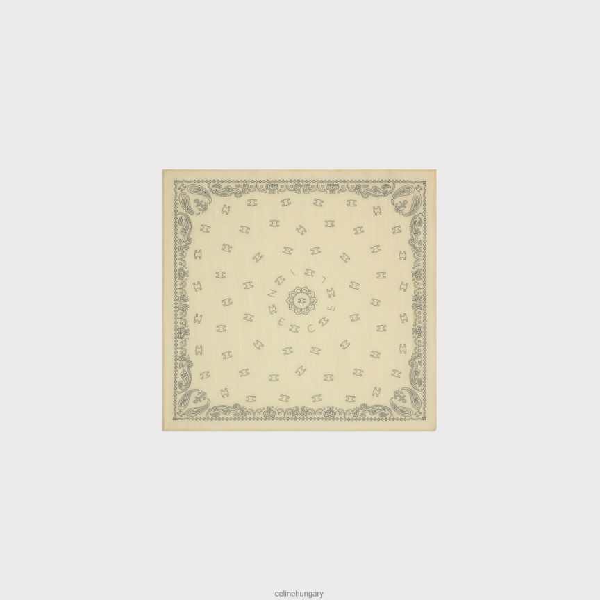 kiegészítők CELINE bandana pamutból és selyemből paille/grafit nők J6P4881215