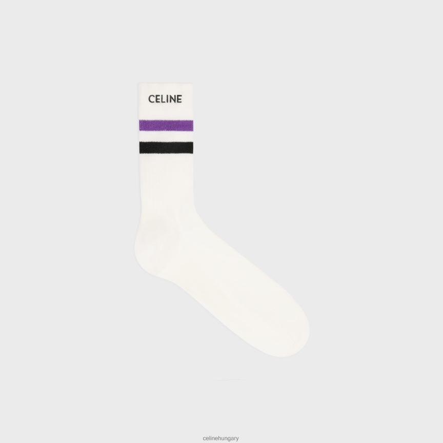 kiegészítők CELINE csíkos pamut zokni fehér/lila férfiak J6P4882198