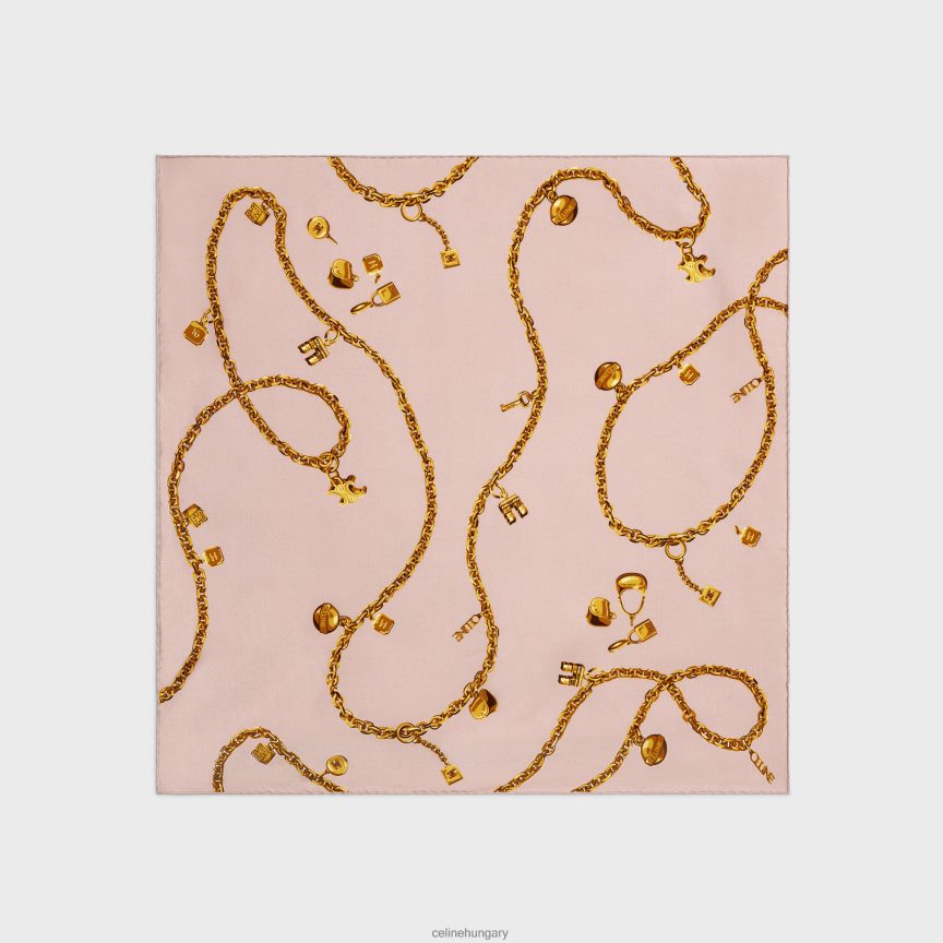 kiegészítők CELINE négyzet alakú láncos bojtokban selyem twill vieux rose nők J6P4881206
