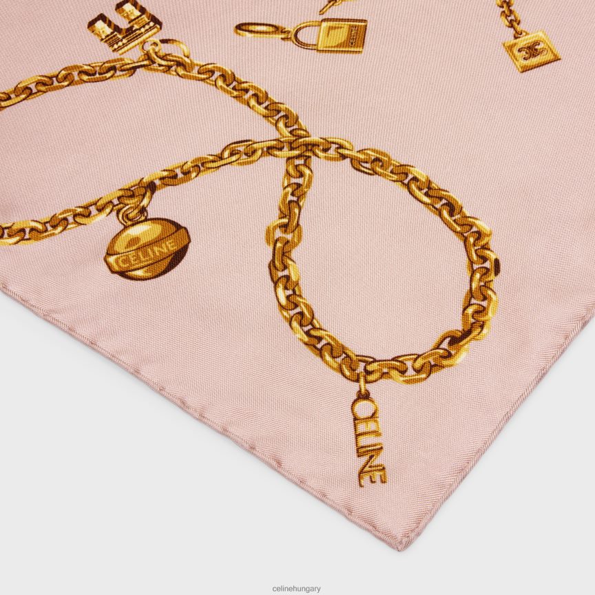 kiegészítők CELINE négyzet alakú láncos bojtokban selyem twill vieux rose nők J6P4881206