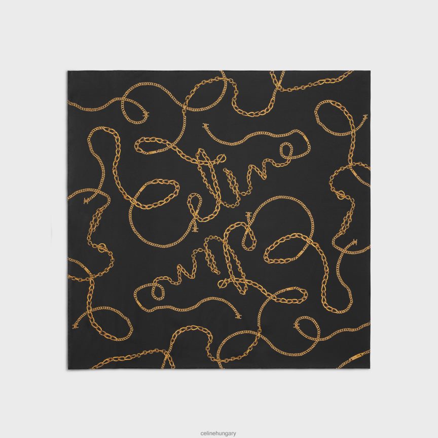 kiegészítők CELINE négyzet alakú láncos selyem twill fekete nők J6P4881204