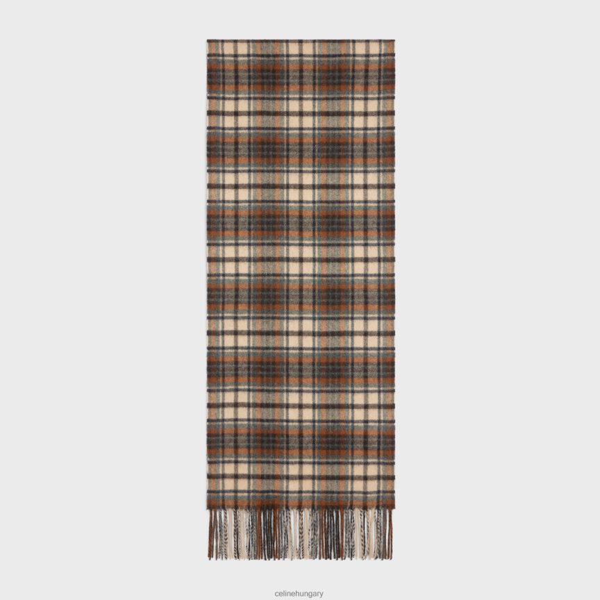 kiegészítők CELINE kockás kasmír sál sötétbarna/narancs férfiak J6P4882262