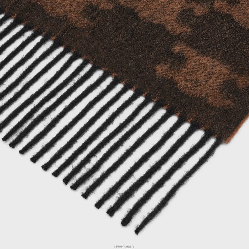 kiegészítők CELINE rojtos sál monogramos kasmírból fekete/karamella férfiak J6P4882260