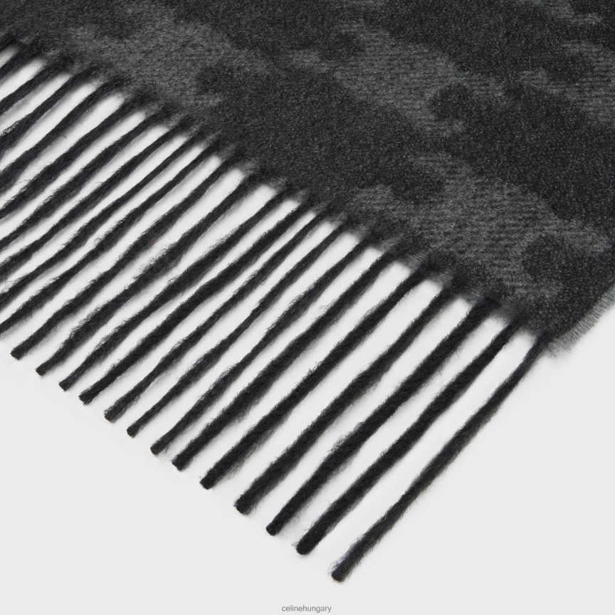 kiegészítők CELINE rojtos sál monogramos kasmírból noir/antracit férfiak J6P4882261
