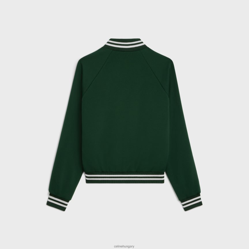 ruházat CELINE atléta kabát dupla arcú mezben sötét üveg zöld/törtfehér nők J6P488666