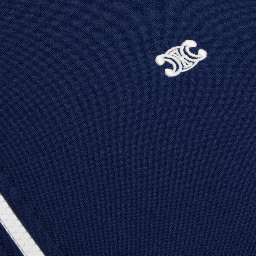 ruházat CELINE atléta kabát dupla arcú mezben sötétkék/piros/törtfehér nők J6P488596