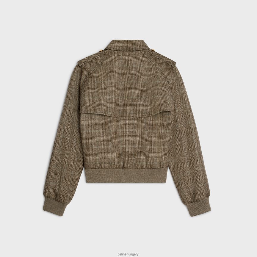ruházat CELINE bomber dzseki Prince of Wales flanel színben teve/ebene/gris nők J6P488693