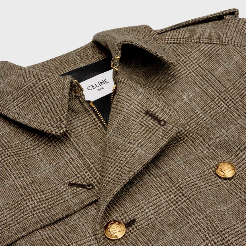 ruházat CELINE bomber dzseki Prince of Wales flanel színben teve/ebene/gris nők J6P488693