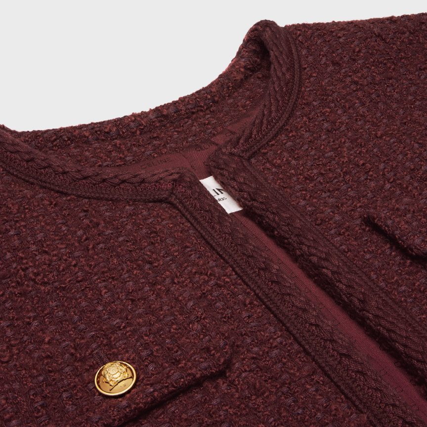 ruházat CELINE chelsea kabát boucle tweedből Bordeaux nők J6P488690