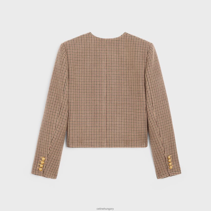 ruházat CELINE chelsea kabát dupla houndstooth gyapjúból bordó/bézs/fekete nők J6P488692