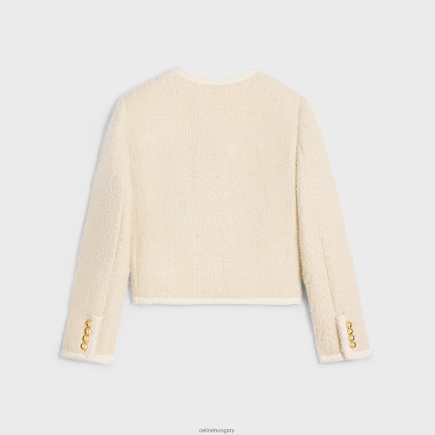 ruházat CELINE chelsea kabát kasmír bouclette natte színben elefántcsont nők J6P488555