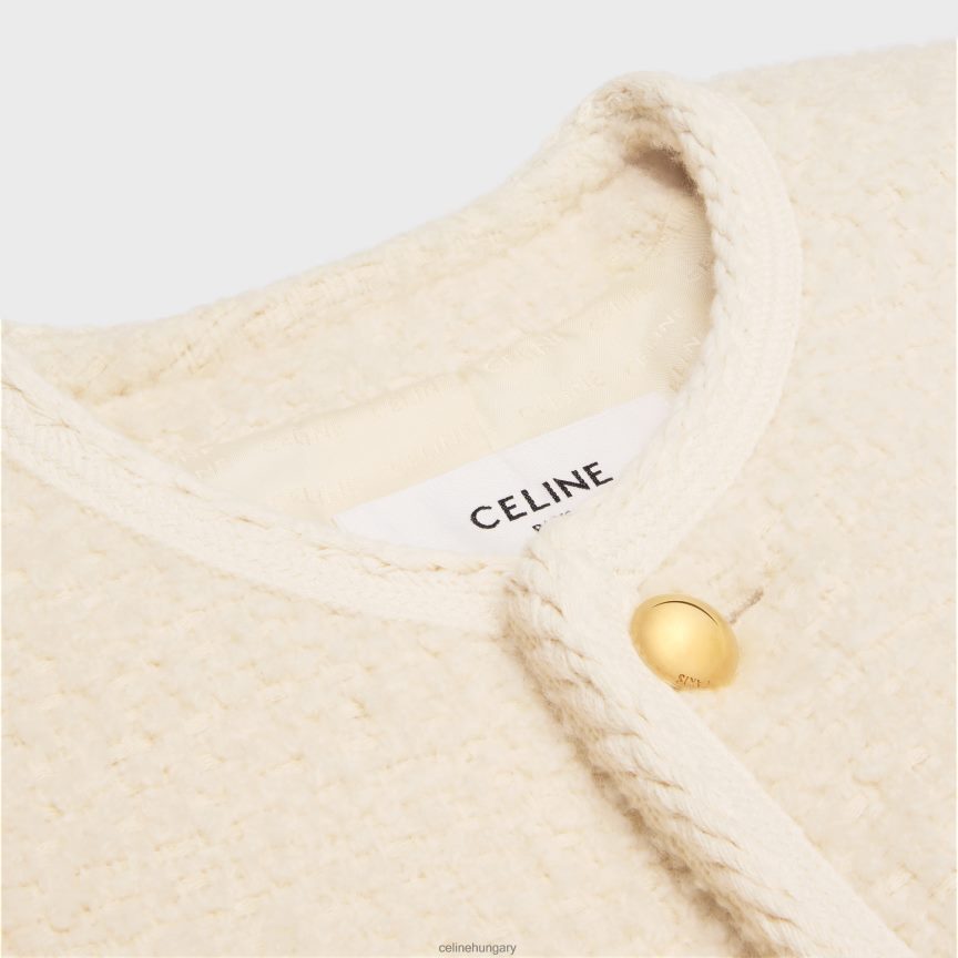 ruházat CELINE chelsea kabát kasmír bouclette natte színben elefántcsont nők J6P488555