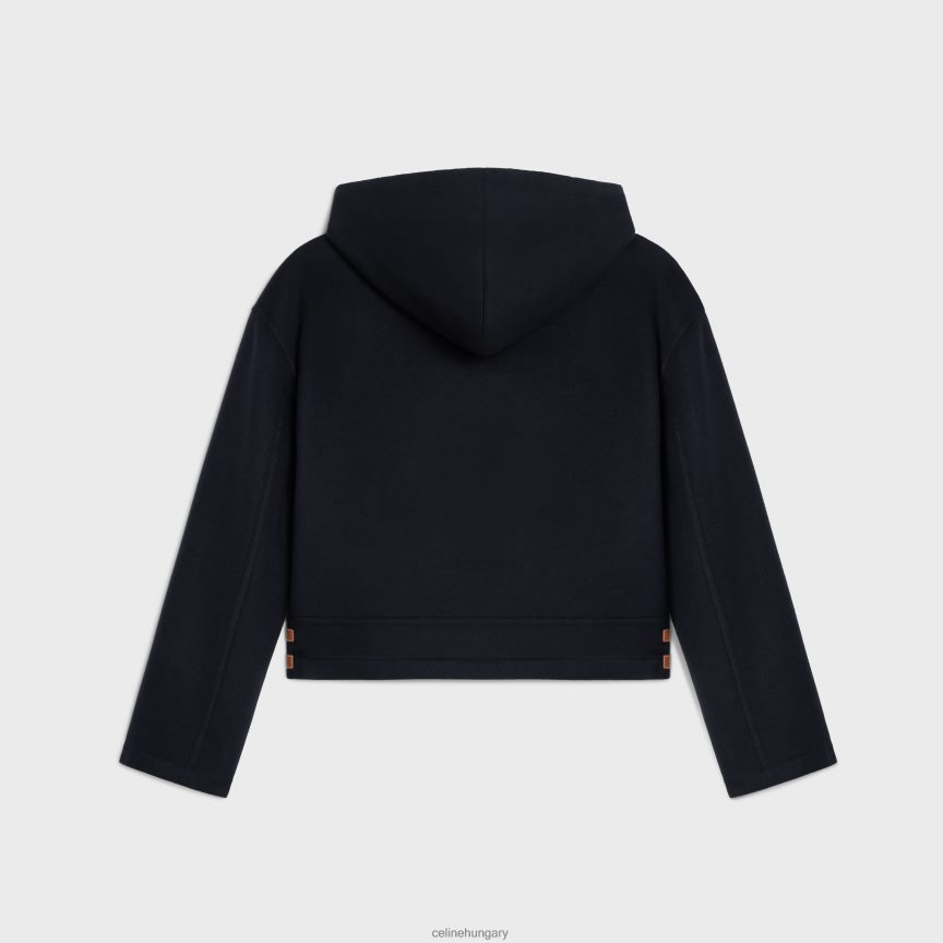 ruházat CELINE dupla kasmír kabát kapucnival haditengerészet nők J6P488746