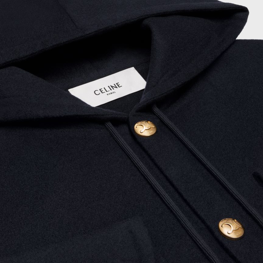 ruházat CELINE dupla kasmír kabát kapucnival haditengerészet nők J6P488746