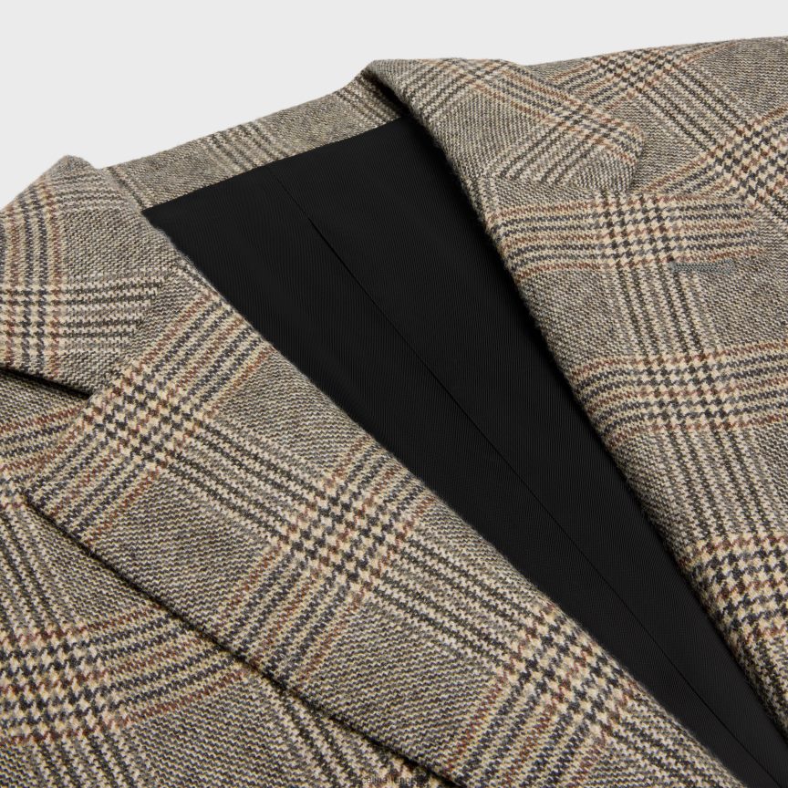 ruházat CELINE garcon kabát gyapjúból és kasmírból taupe/karamella/noir nők J6P488573