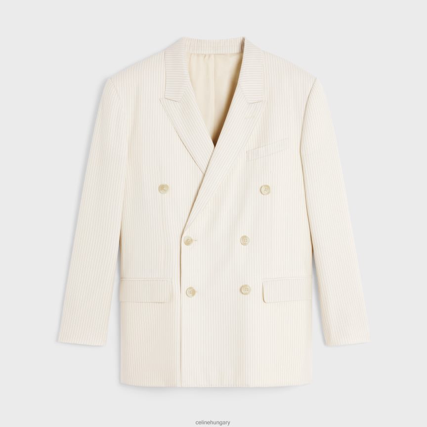 ruházat CELINE jude dzseki könnyű csíkos gyapjúból elefántcsont/noir nők J6P488717